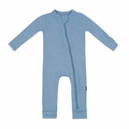 Kyte Baby Ribbed Zipper Romper in Slate