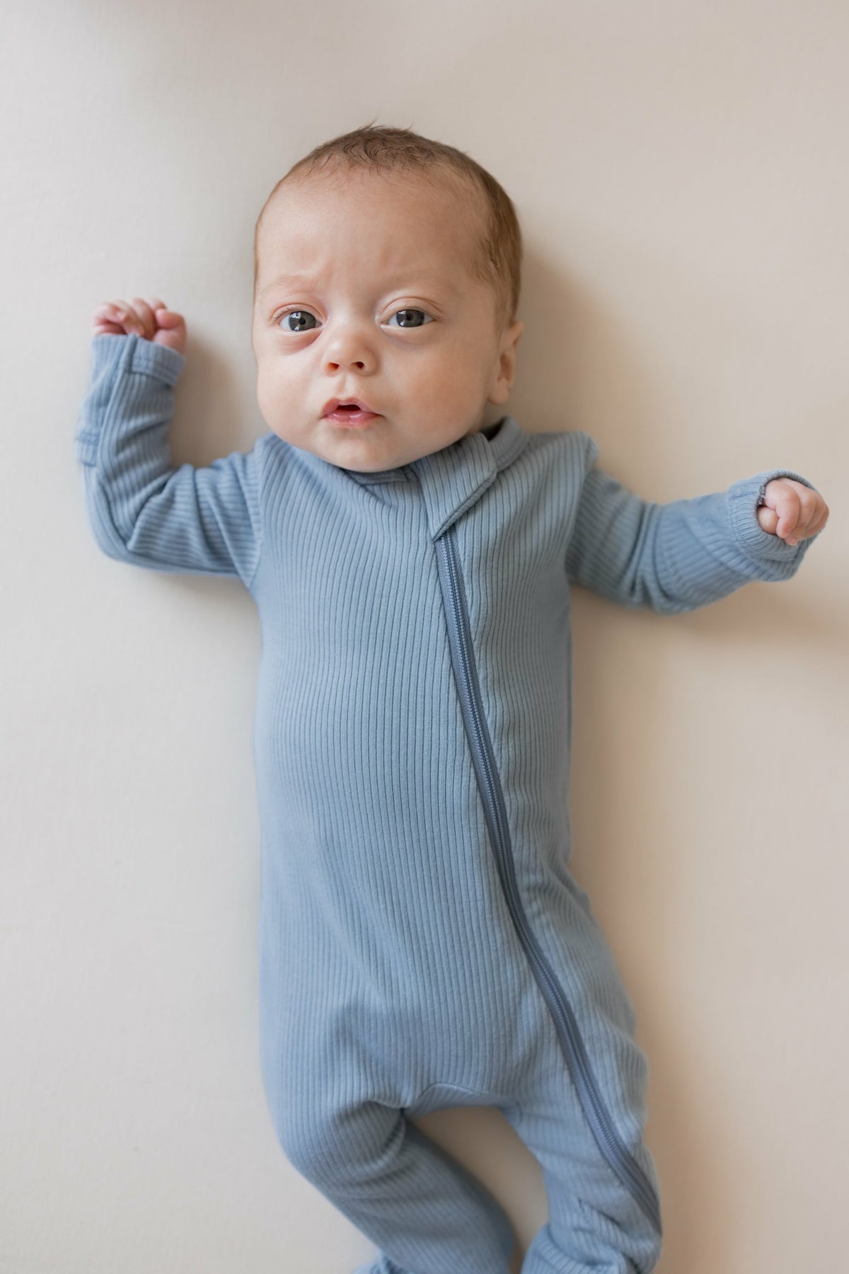 Kyte Baby Ribbed Zipper Romper in Slate