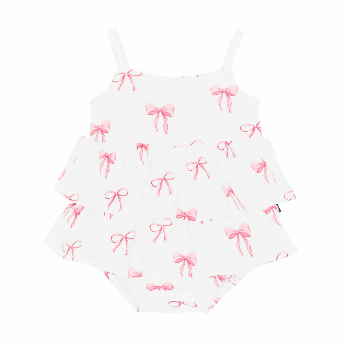 Kyte Baby Spaghetti Strap Ruffle Romper in Bow