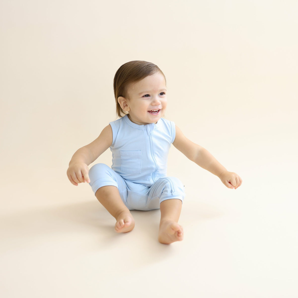 Kyte Baby Zippered Sleeveless Romper in Breeze