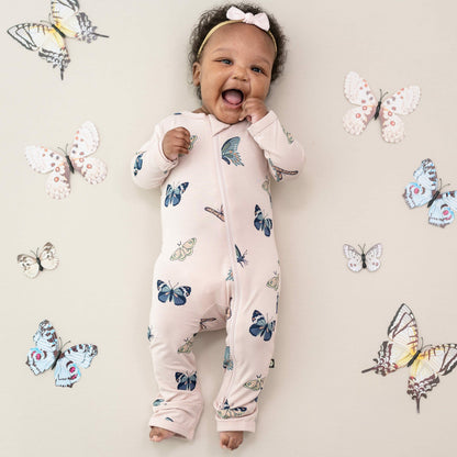 Kyte Baby Zippered Romper in Blush Butterfly