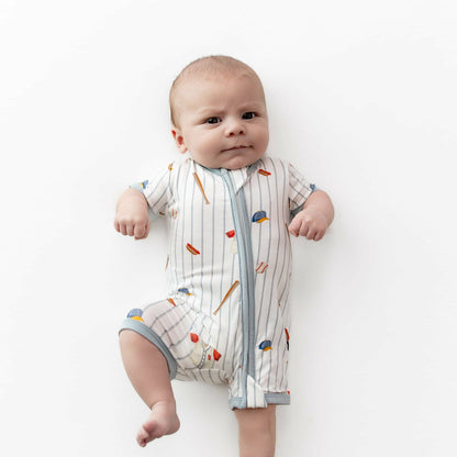 Kyte Baby Zipper Shortall Romper in Home Run