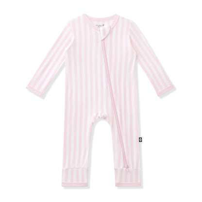 Kyte Baby Zippered Romper in Small Sakura Stripe
