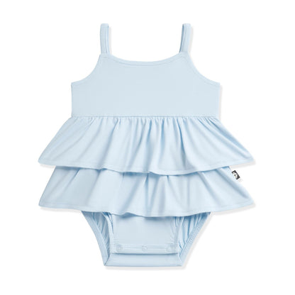 Kyte Baby Spaghetti Strap Ruffle Romper in Breeze