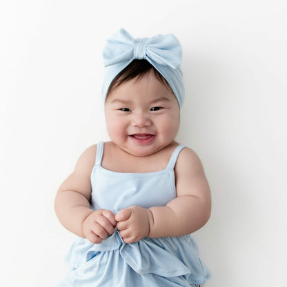 Kyte Baby Spaghetti Strap Ruffle Romper in Breeze