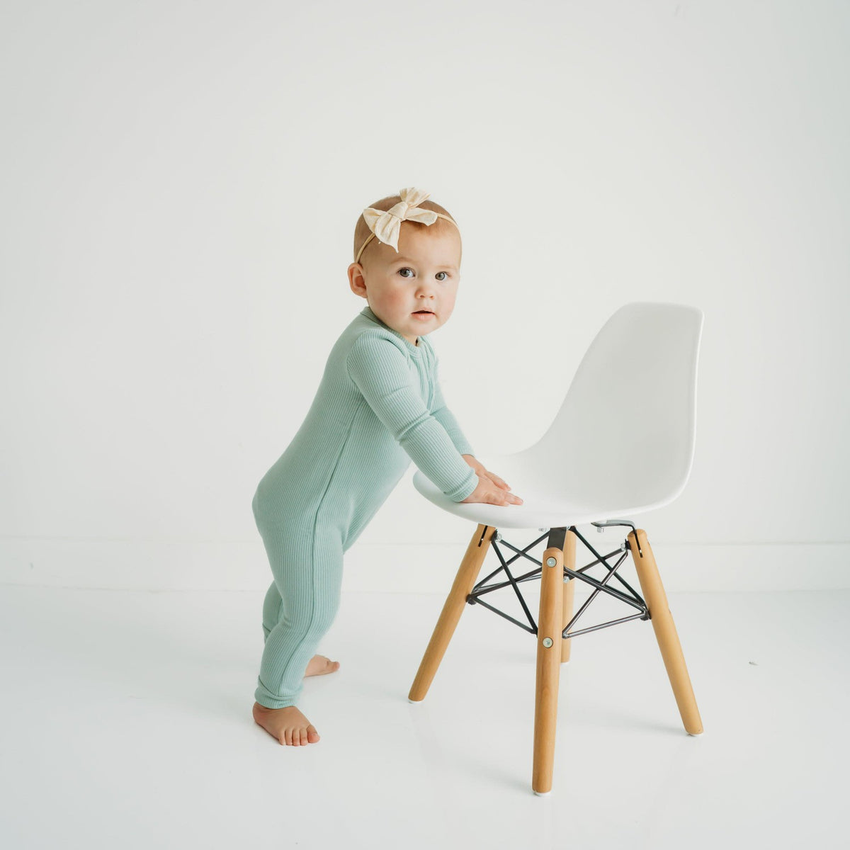 Kyte Baby Ribbed Zipper Romper in Sage