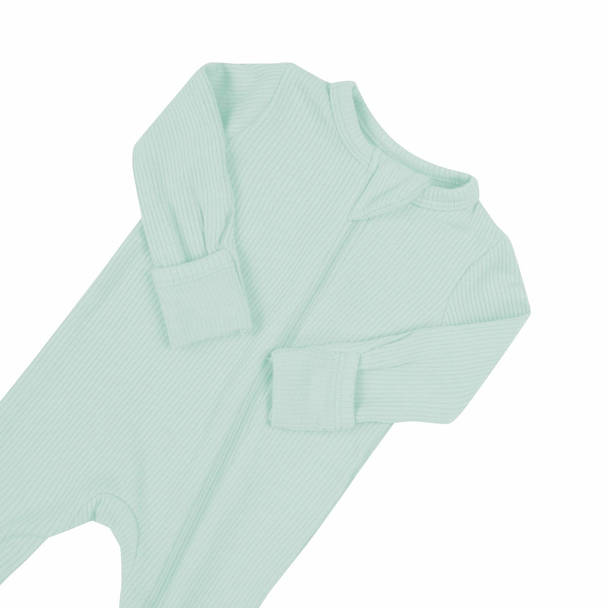 Kyte Baby Ribbed Zipper Romper in Sage