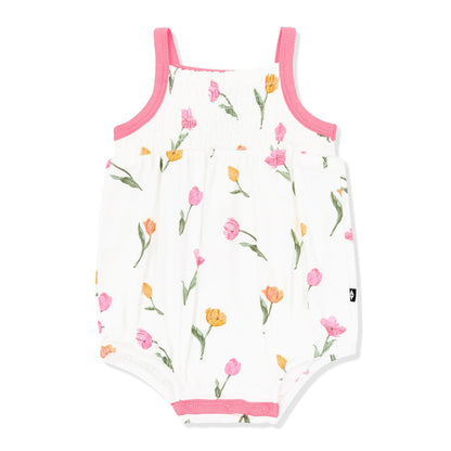 Kyte Baby Smocked Bubble Romper in Tulip