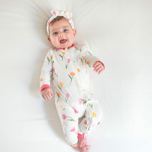 Kyte Baby Zippered Romper in Tulip