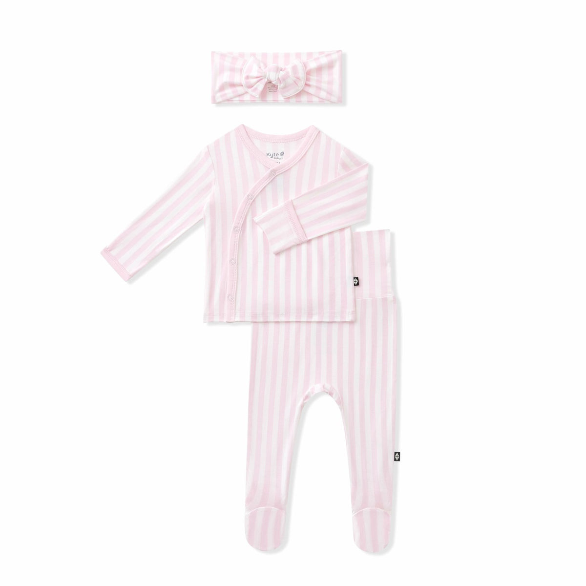 Kyte Baby Take Me Home Set with Bow in Small Sakura Stripe