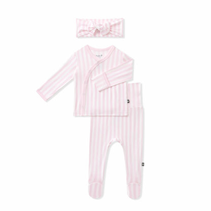 Kyte Baby Take Me Home Set with Bow in Small Sakura Stripe