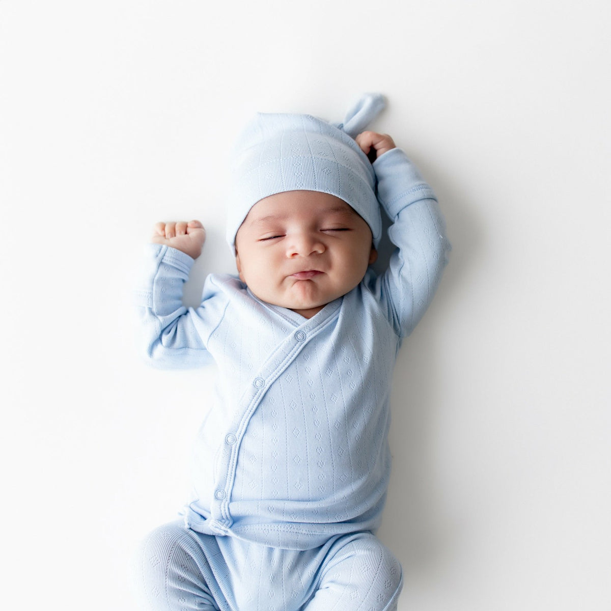 Kyte Baby Pointelle Take Me Home Set with Cap in Breeze