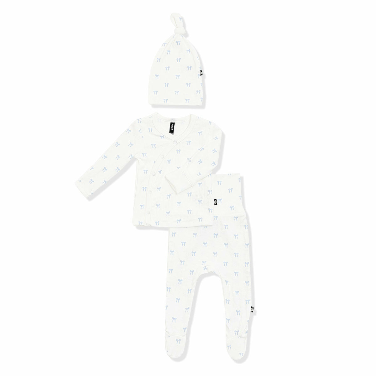 Kyte Baby Pointelle Take Me Home Set with Cap in Sweet Blue Bow