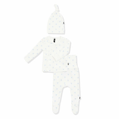 Kyte Baby Pointelle Take Me Home Set with Cap in Sweet Blue Bow