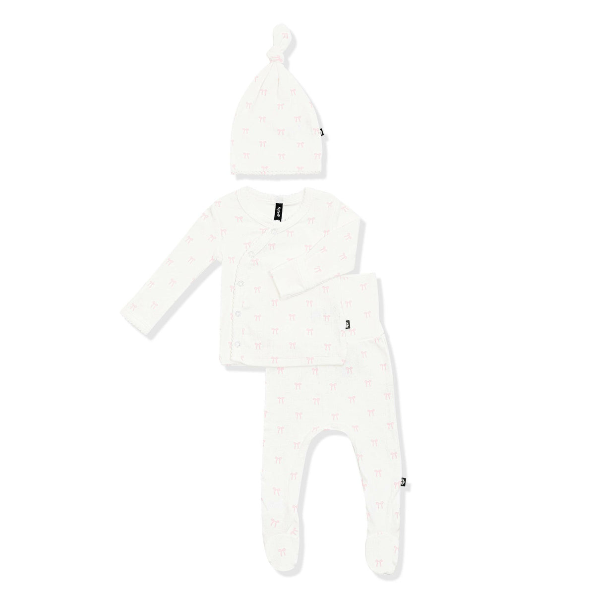 Kyte Baby Pointelle Take Me Home Set with Cap in Sweet Pink Bow