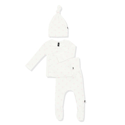 Kyte Baby Pointelle Take Me Home Set with Cap in Sweet Pink Bow