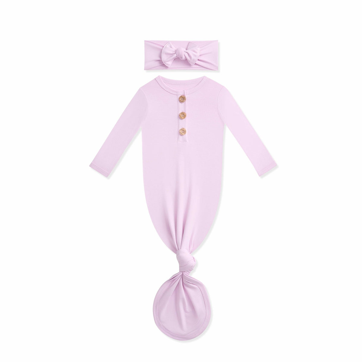 Kyte Baby Knotted Gown with Bow Set in Cloud