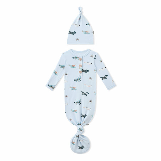 Kyte Baby Knotted Day Gown with Hat Set in Take Off