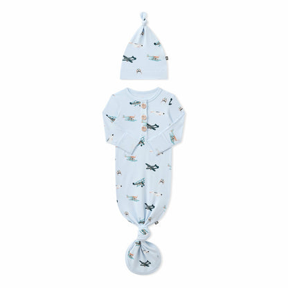 Kyte Baby Knotted Day Gown with Hat Set in Take Off