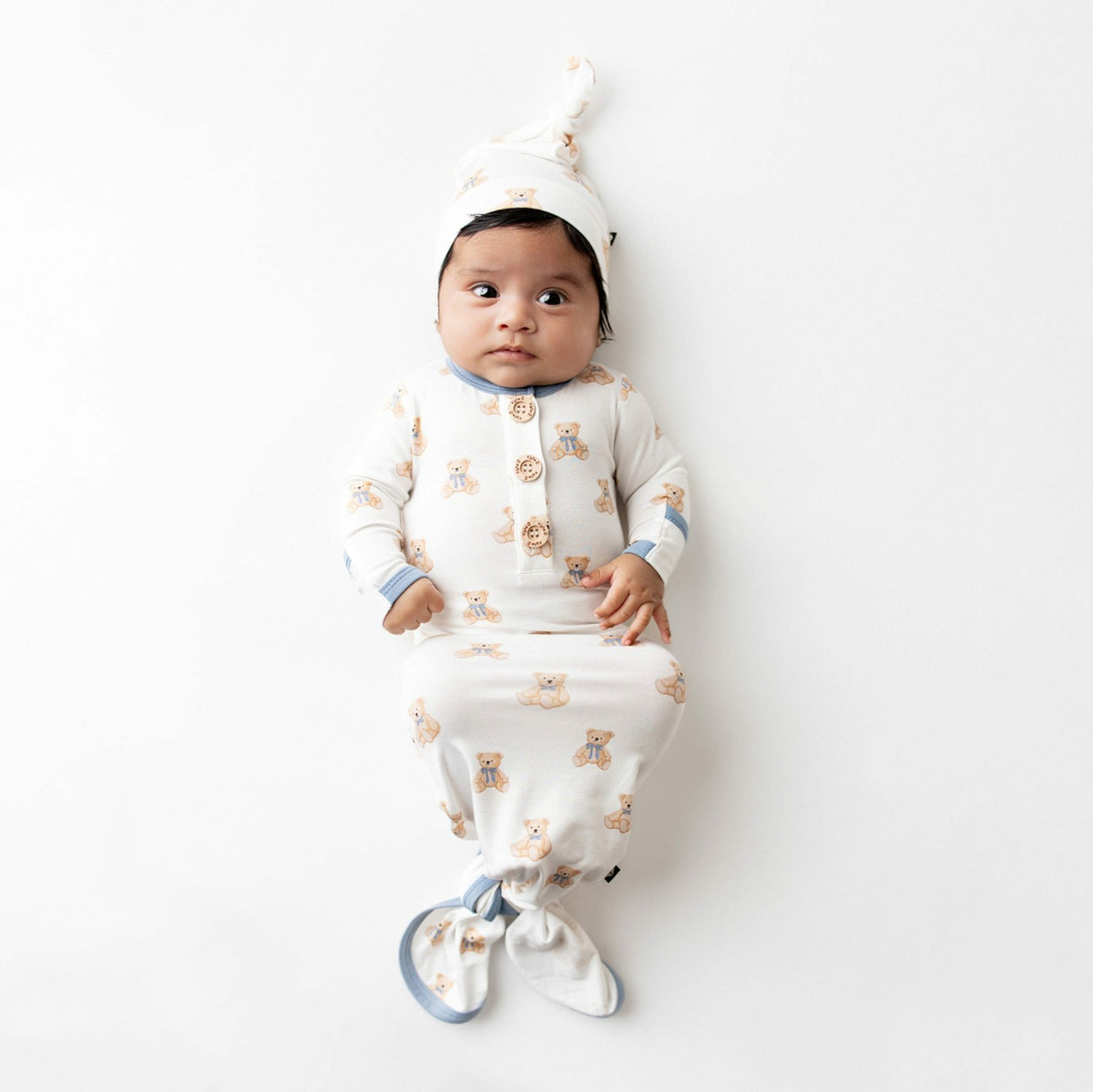 Kyte Baby Knotted Day Gown with Hat Set in Teddy Bear