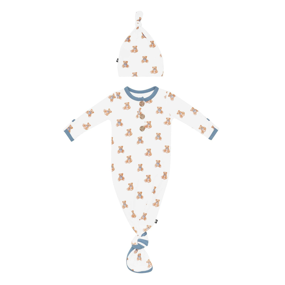 Kyte Baby Knotted Day Gown with Hat Set in Teddy Bear