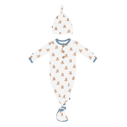 Kyte Baby Knotted Day Gown with Hat Set in Teddy Bear