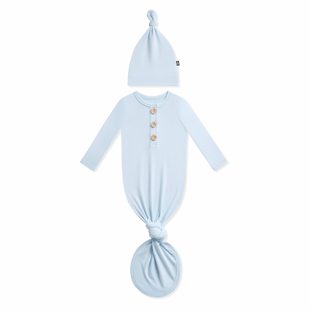 Kyte Baby Knotted Day Gown with Hat Set in Breeze