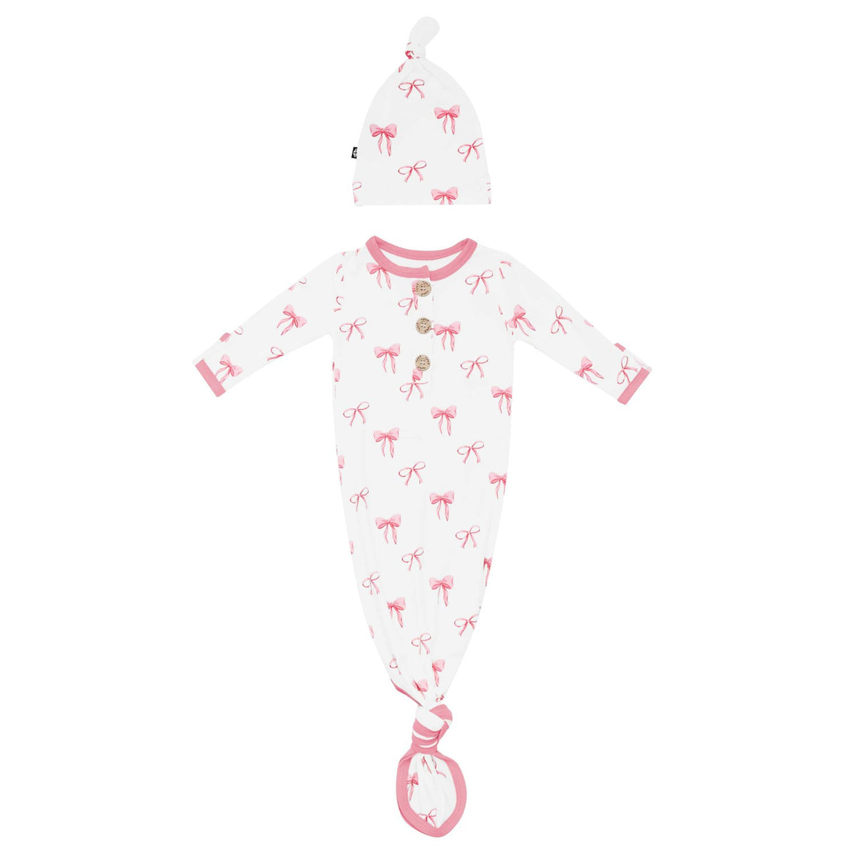 Kyte Baby Knotted Day Gown with Hat Set in Bow
