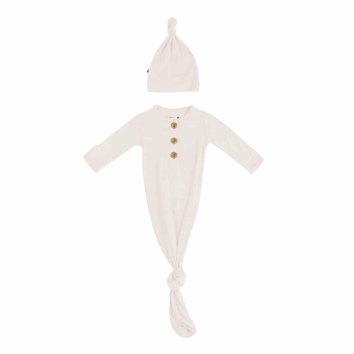 Kyte Baby Knotted Gown with Hat Set in Oat