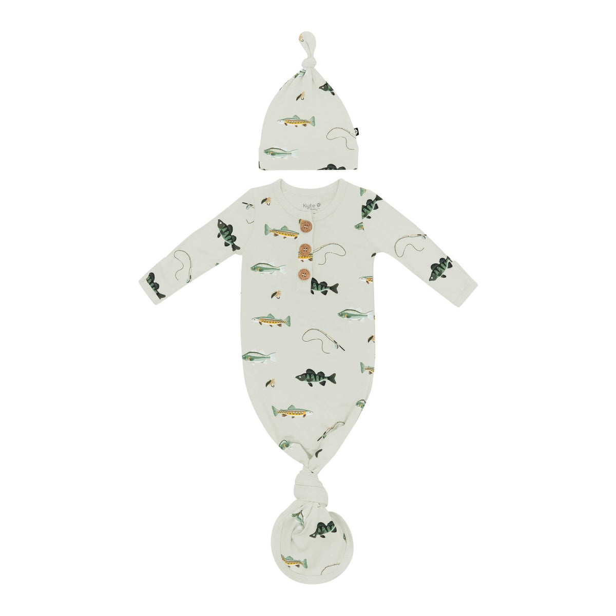 Kyte Baby Knotted Day Gown with Hat Set Set in Fishing