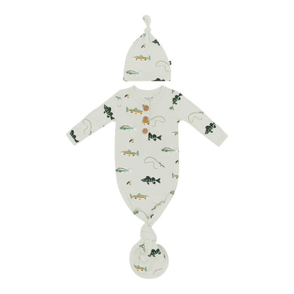 Kyte Baby Knotted Day Gown with Hat Set Set in Fishing