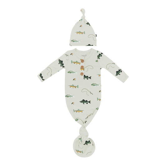 Kyte Baby Knotted Day Gown with Hat Set Set in Fishing
