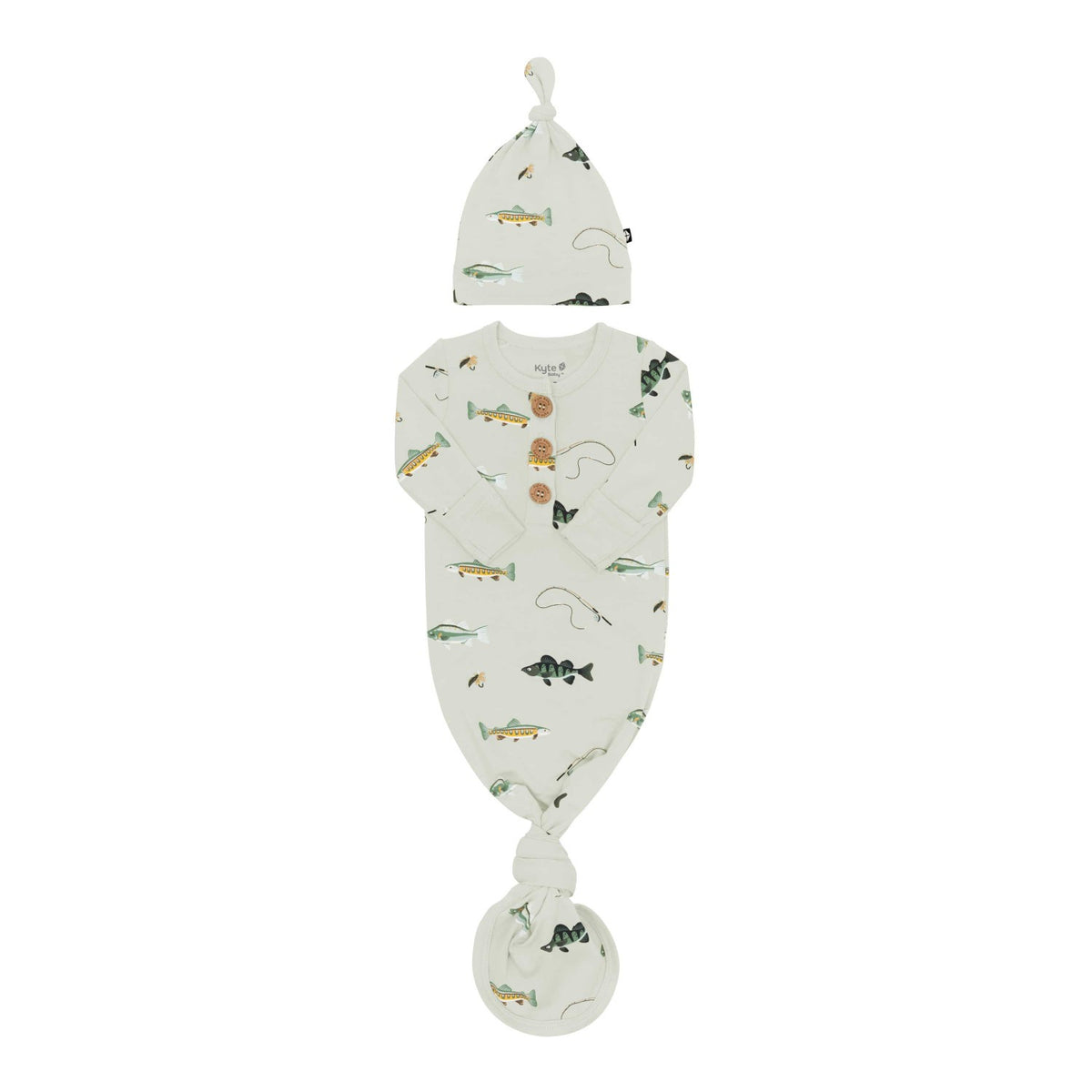 Kyte Baby Knotted Day Gown with Hat Set Set in Fishing