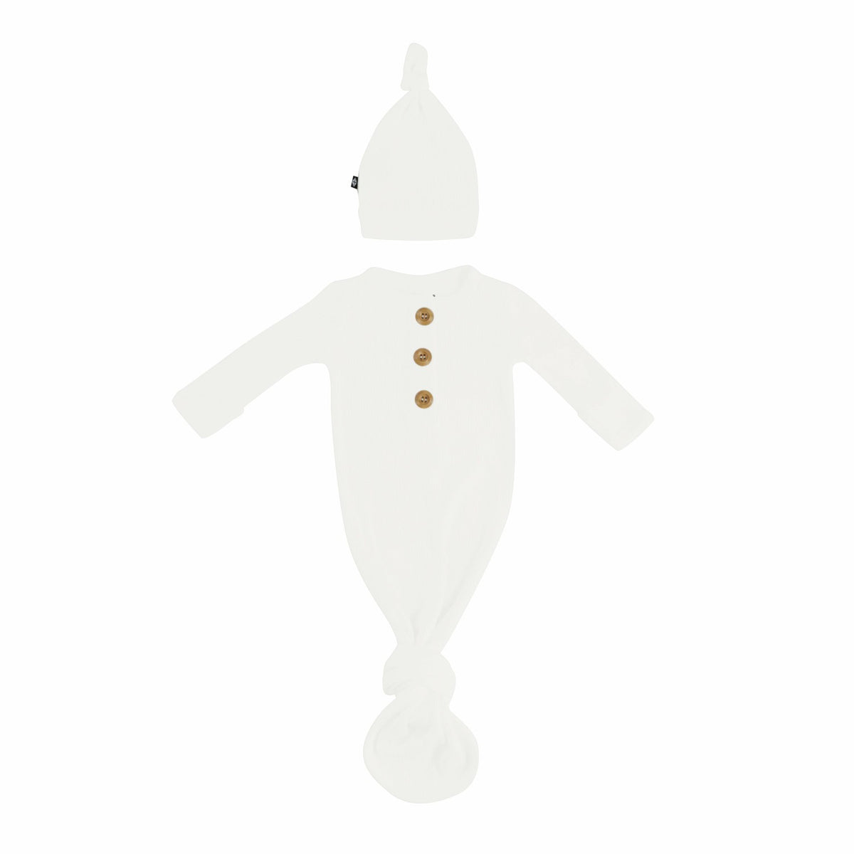 Kyte Baby Ribbed Knotted Gown and Hat Cloud