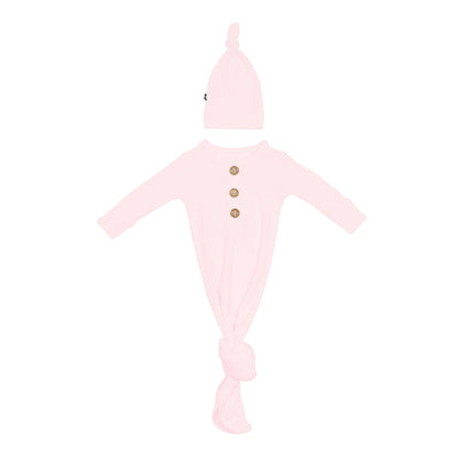 Kyte Baby Ribbed Knotted Day Gown with Hat Set in Sakura