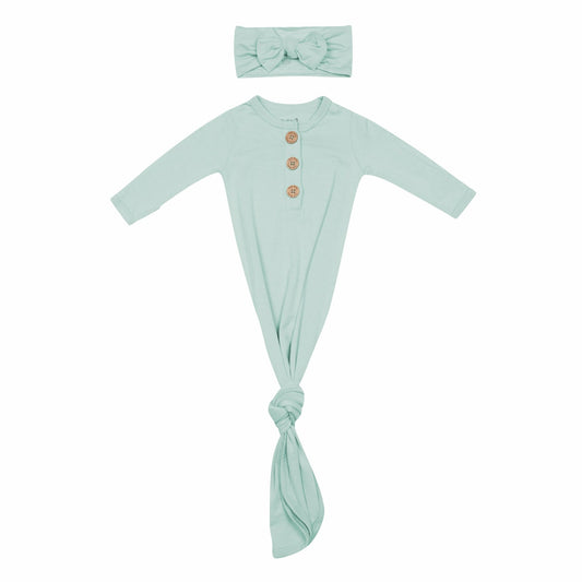 Kyte Baby Sage Knotted Gown Bow Set