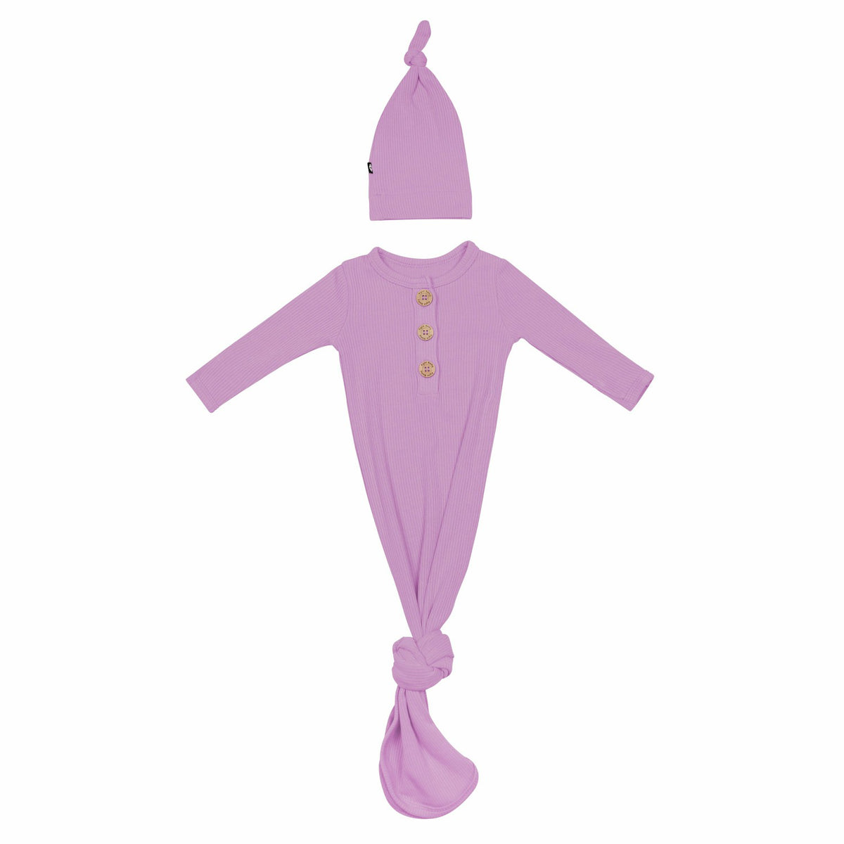 Kyte Baby Ribbed Knotted Day Gown with Hat Set in Poi
