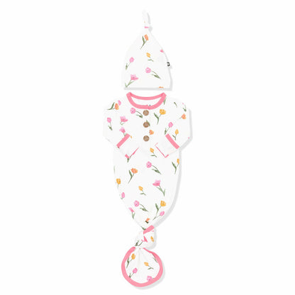 Kyte Baby Knotted Day Gown with Hat Set in Tulip
