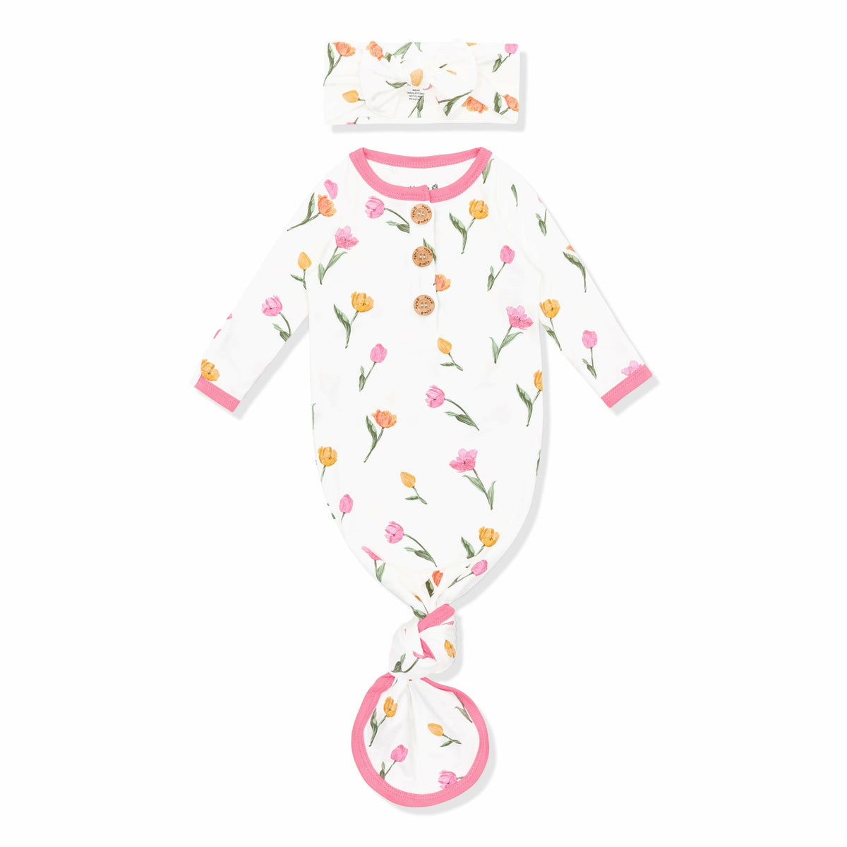 Kyte Baby Knotted Gown with Bow Set in Cloud