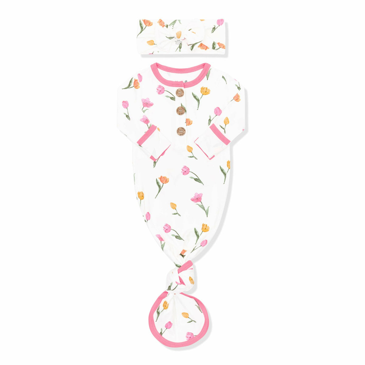 Kyte Baby Knotted Gown with Bow Set in Cloud