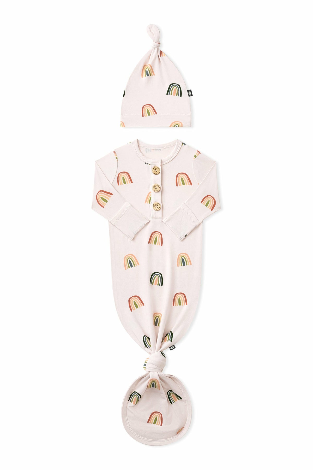Kyte Baby Knotted Day Gown with Hat Set in Retro Rainbow