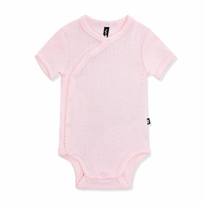 Kyte Baby Pointelle Kimono Bodysuit in Sakura