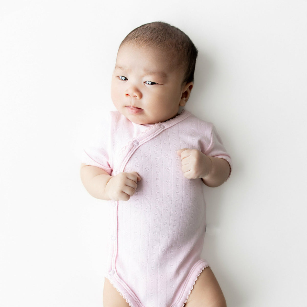 Kyte Baby Pointelle Kimono Bodysuit in Sakura