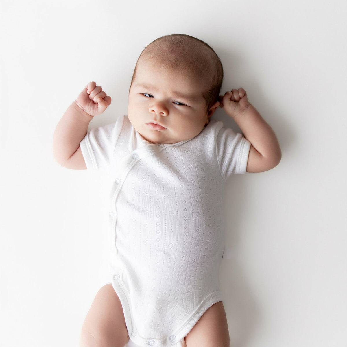 Kyte Baby Pointelle Kimono Bodysuit in Cloud