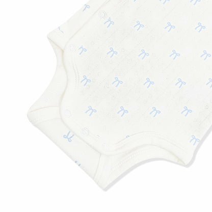 Kyte Baby Pointelle Kimono Bodysuit in Sweet Blue Bow