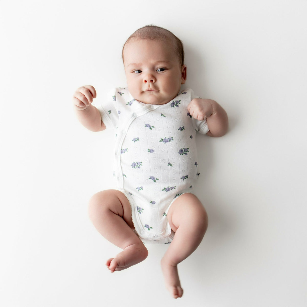 Kyte Baby Pointelle Kimono Bodysuit in Spray Rose