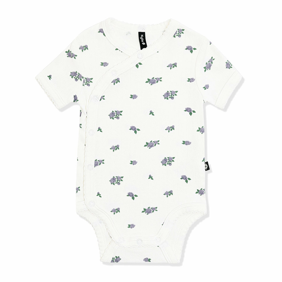 Kyte Baby Pointelle Kimono Bodysuit in Spray Rose