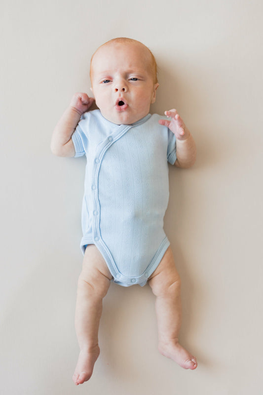 Kyte Baby Pointelle Kimono Bodysuit in Breeze