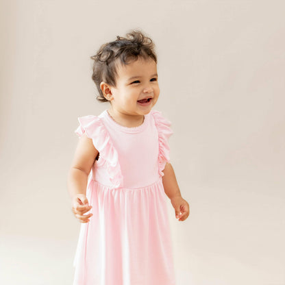 Kyte Baby Pointelle Bodysuit Dress in Sakura