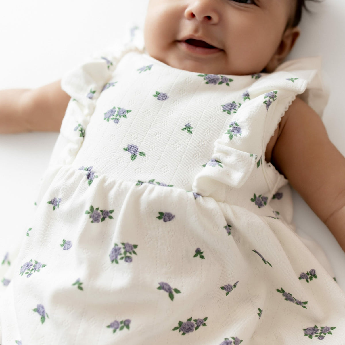 Kyte Baby Pointelle Bodysuit Dress in Spray Rose